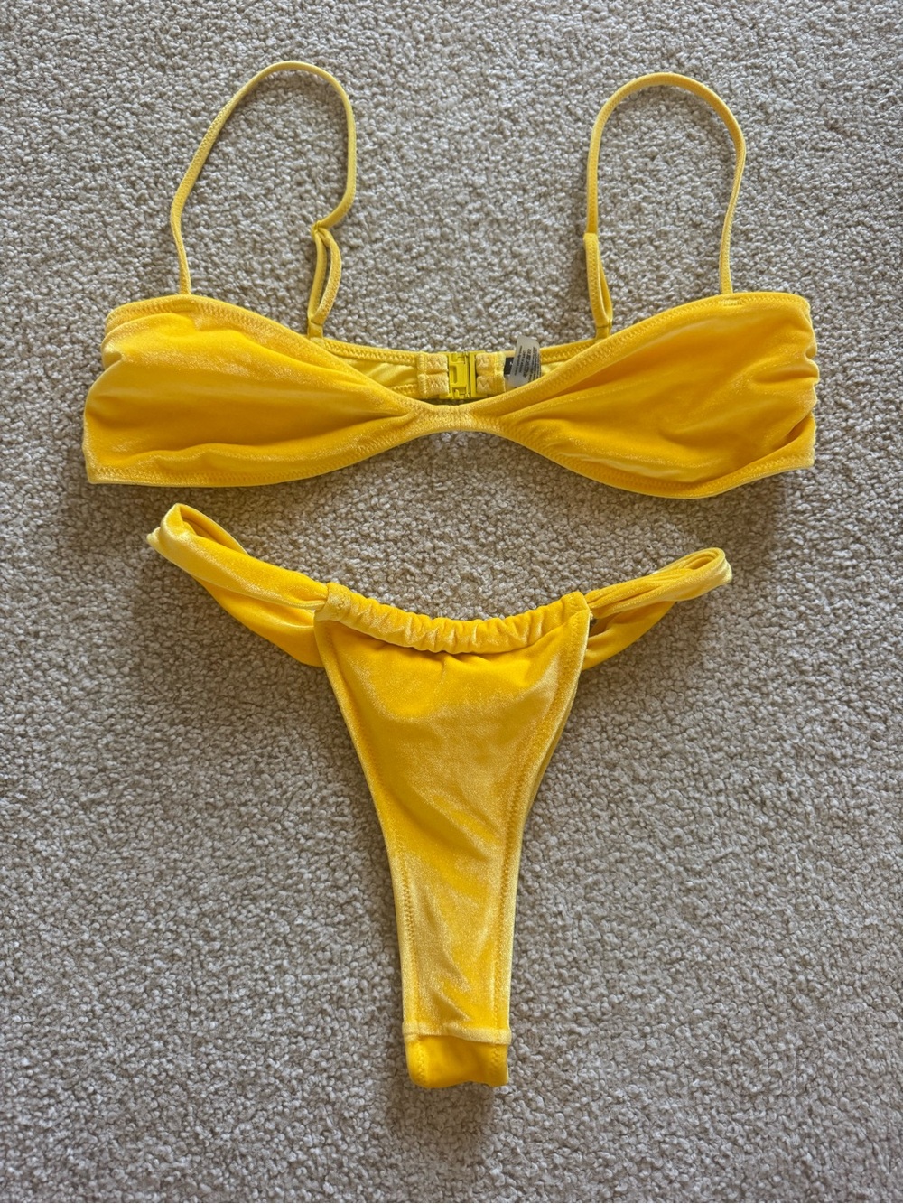 triangl swimwear Yellow Velvet Bikini Set - Bandeau Top & Cheeky Bottom